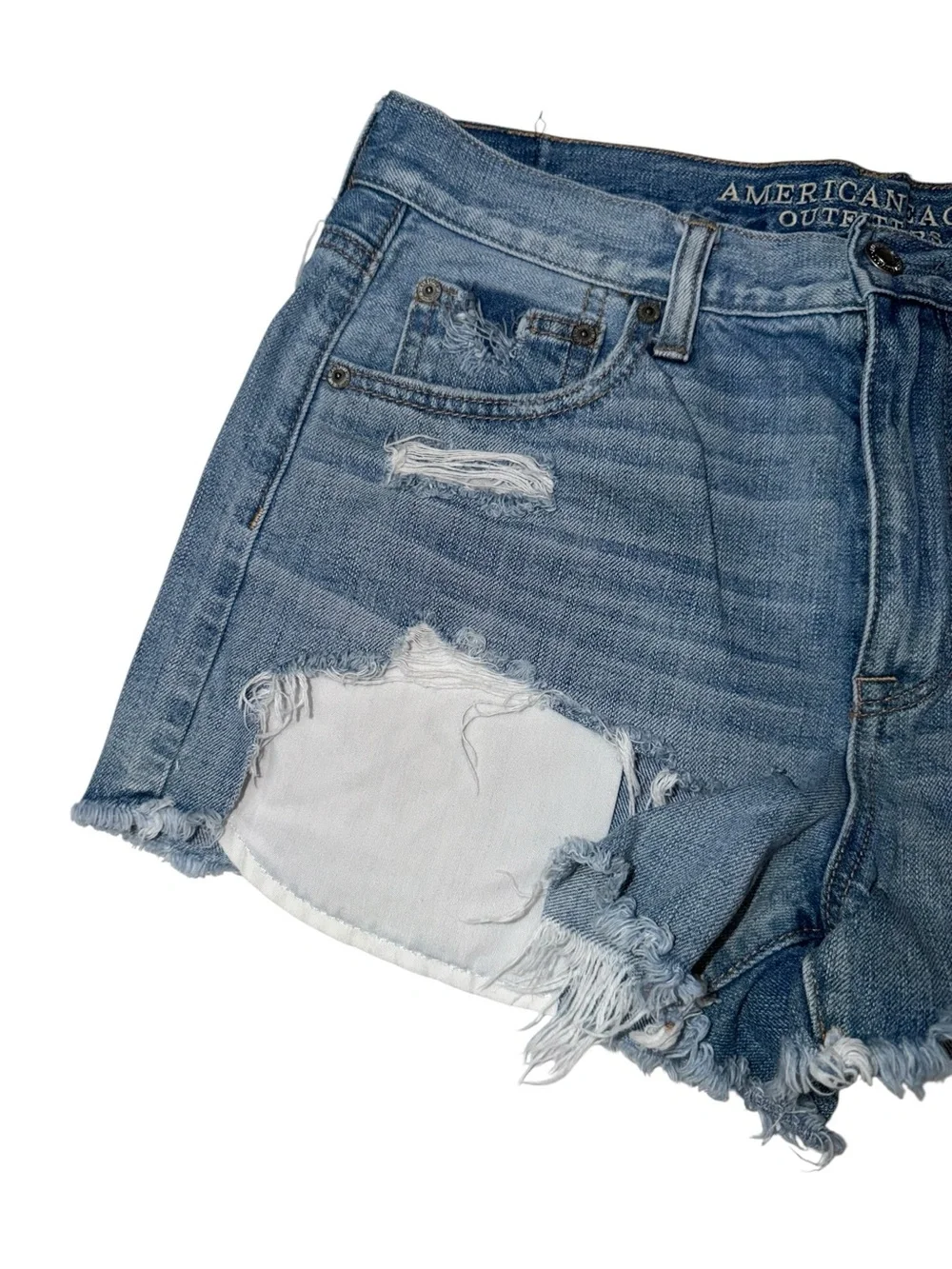 American Eagle Outfitters Distressed Light Blue Denim Shorts